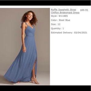 Steel Blue Bridesmaid Dress from David’s Bridal